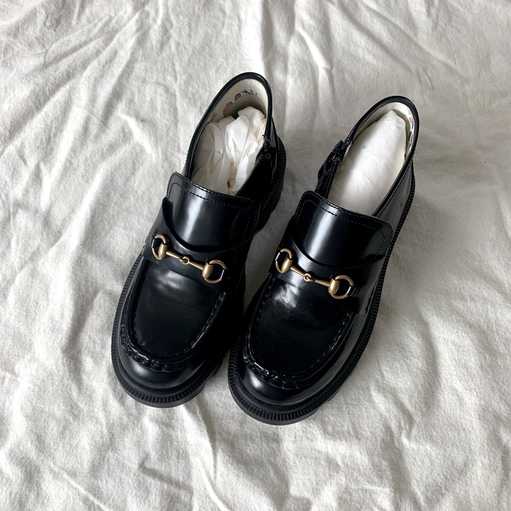 NIB Authentic Gucci Girl Black Leather Horsebit Harald Ankle Boots